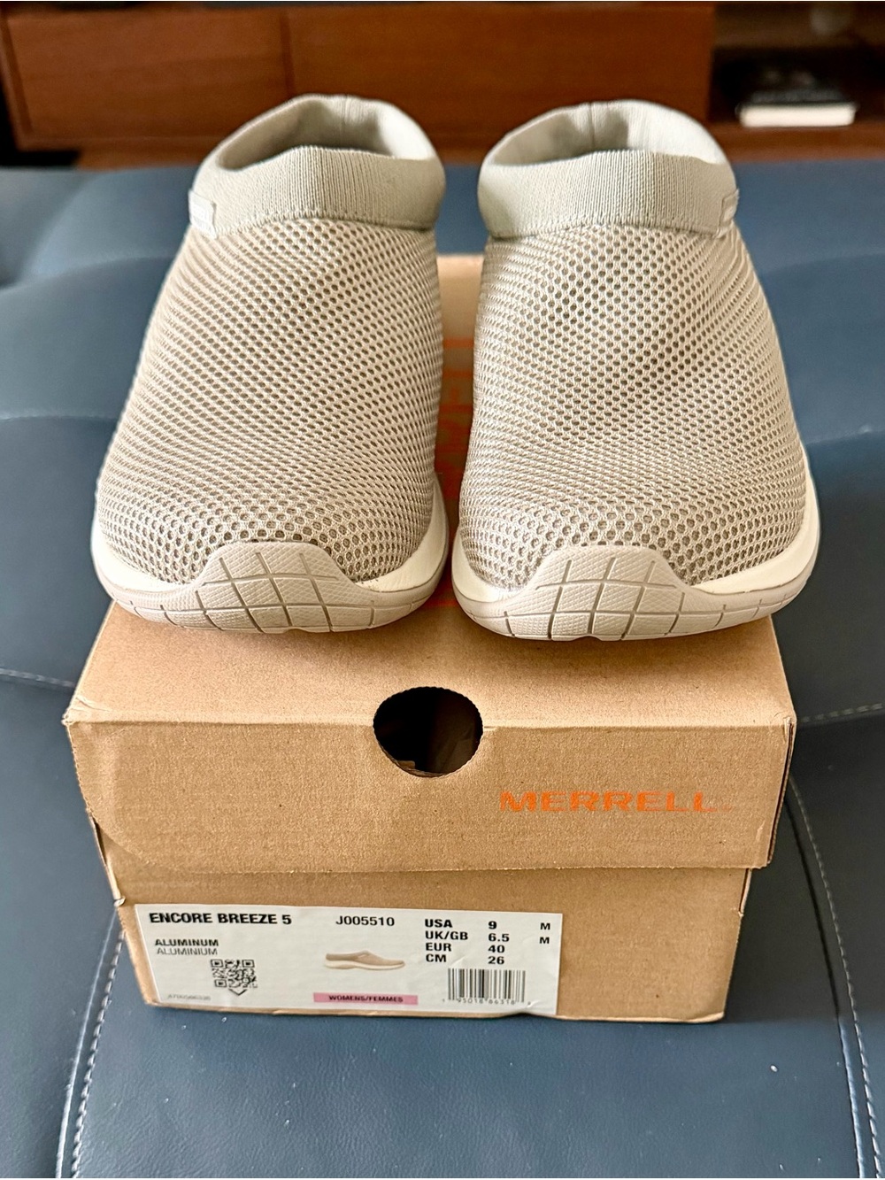 Merrell Slip-On Loafers in Light Aluminum Mesh